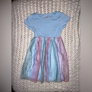 Wonder Nation Blue and Pink Flutter Sleeve Sundress